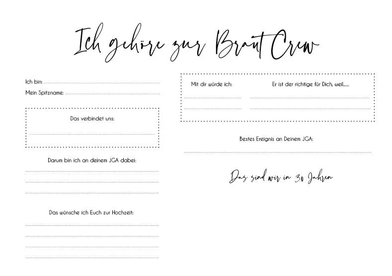 Freundebuch JGA / Junggesellenabschied / Braut-Freundebuch / Hochzeitsfreundebuch