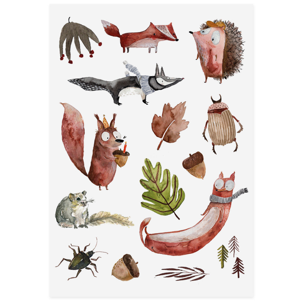 Kindertattoos “Herbstwald” mit Tieren